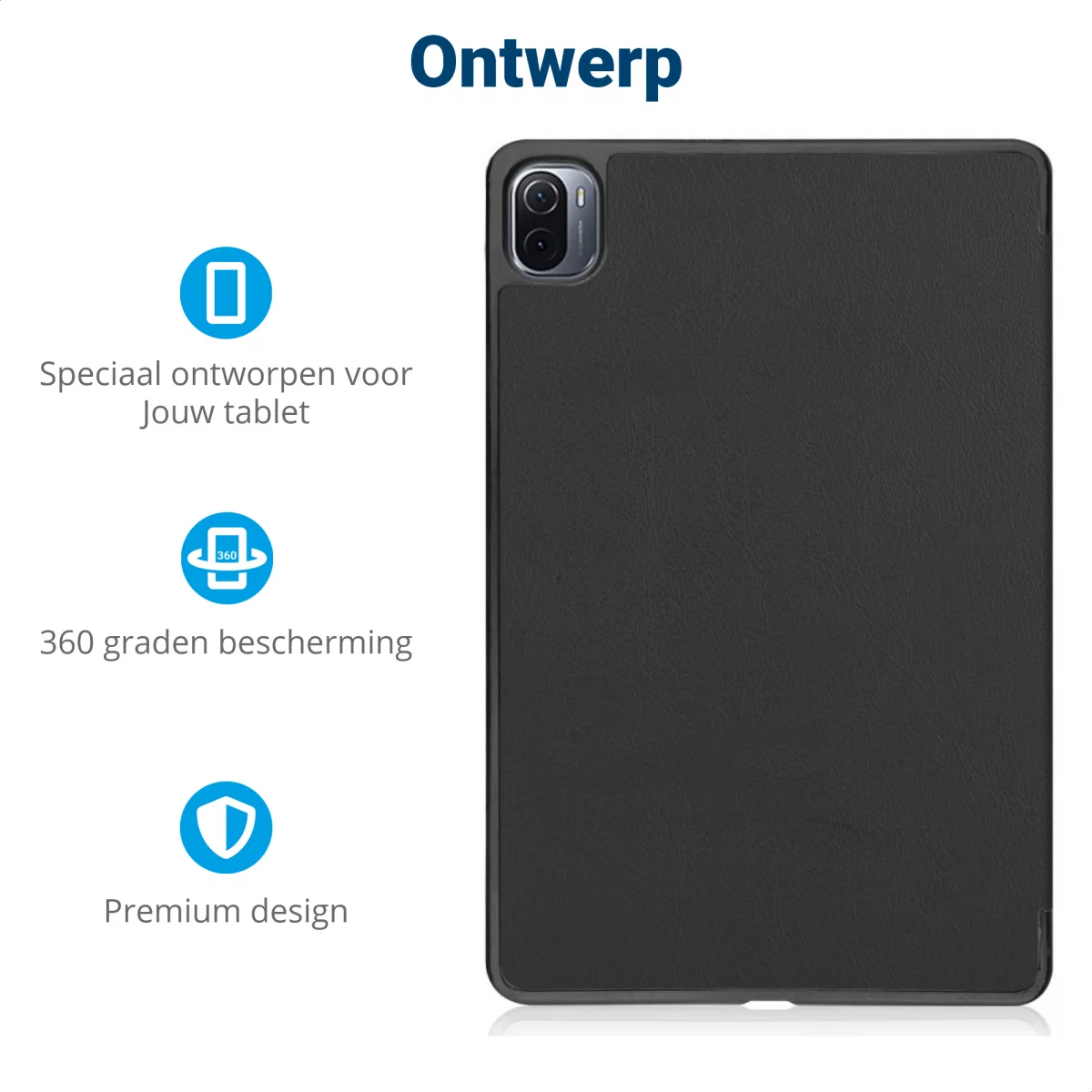 Xiaomi Pad 5 Hoes Tri-Fold Book Case met Sleep/Wake Zwart afbeelding 3