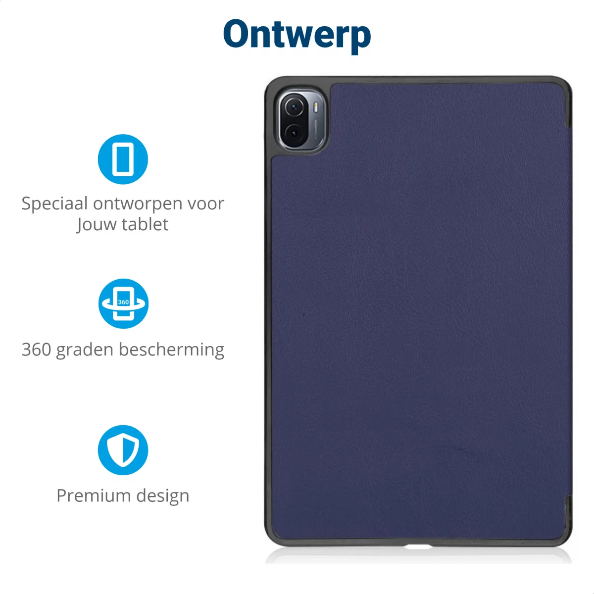 Xiaomi Pad 5 Hoes Tri-Fold Book Case met Sleep/Wake Blauw afbeelding 3