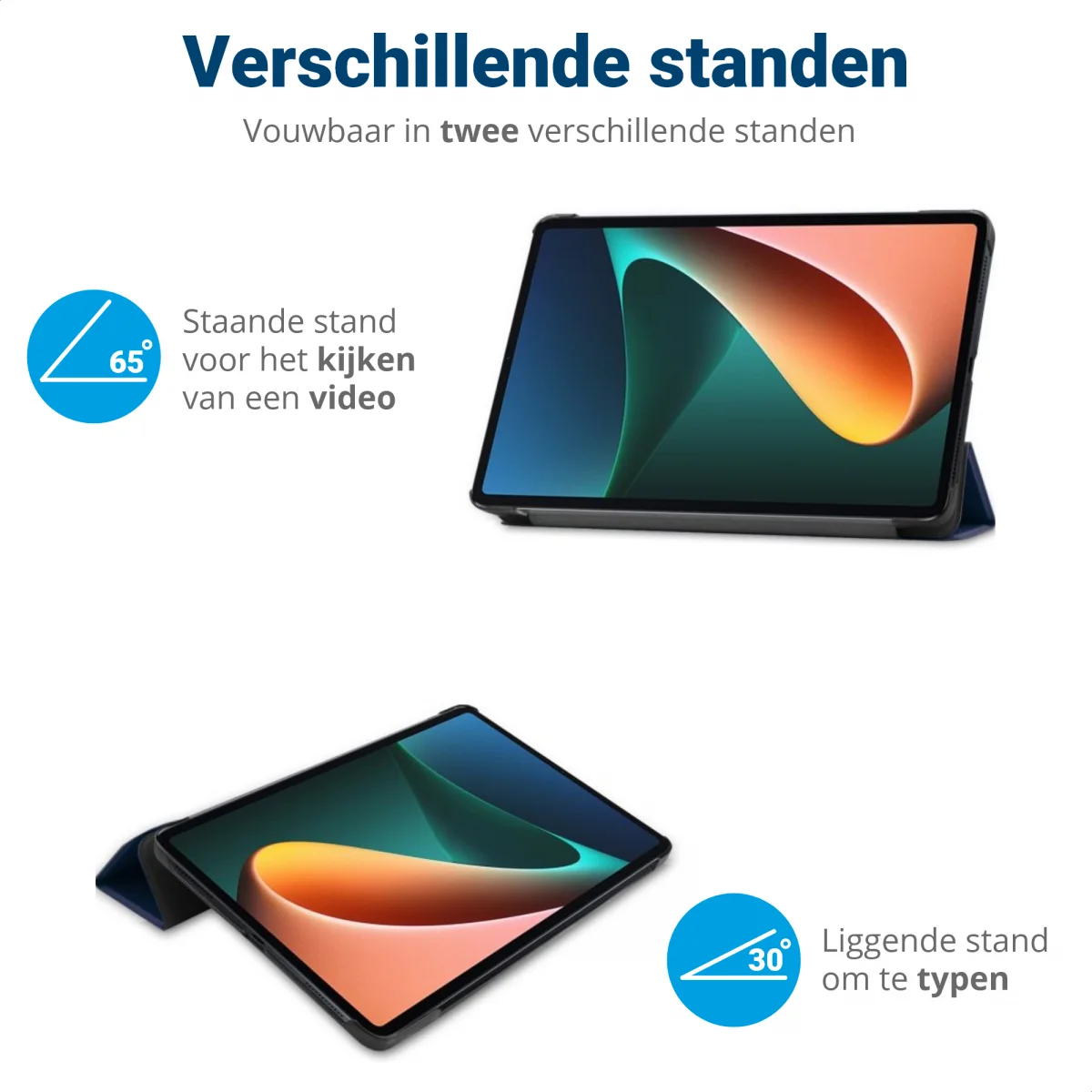 Xiaomi Pad 5 Hoes Tri-Fold Book Case met Sleep/Wake Blauw afbeelding 5