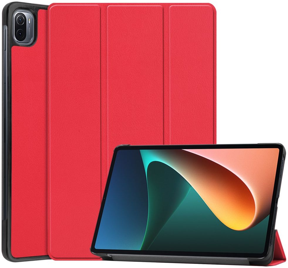 Xiaomi Pad 5 Hoes Tri-Fold Book Case met Sleep/Wake Rood afbeelding 1
