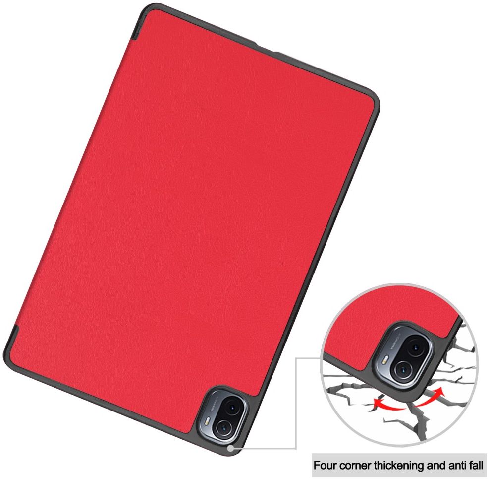 Xiaomi Pad 5 Hoes Tri-Fold Book Case met Sleep/Wake Rood afbeelding 4