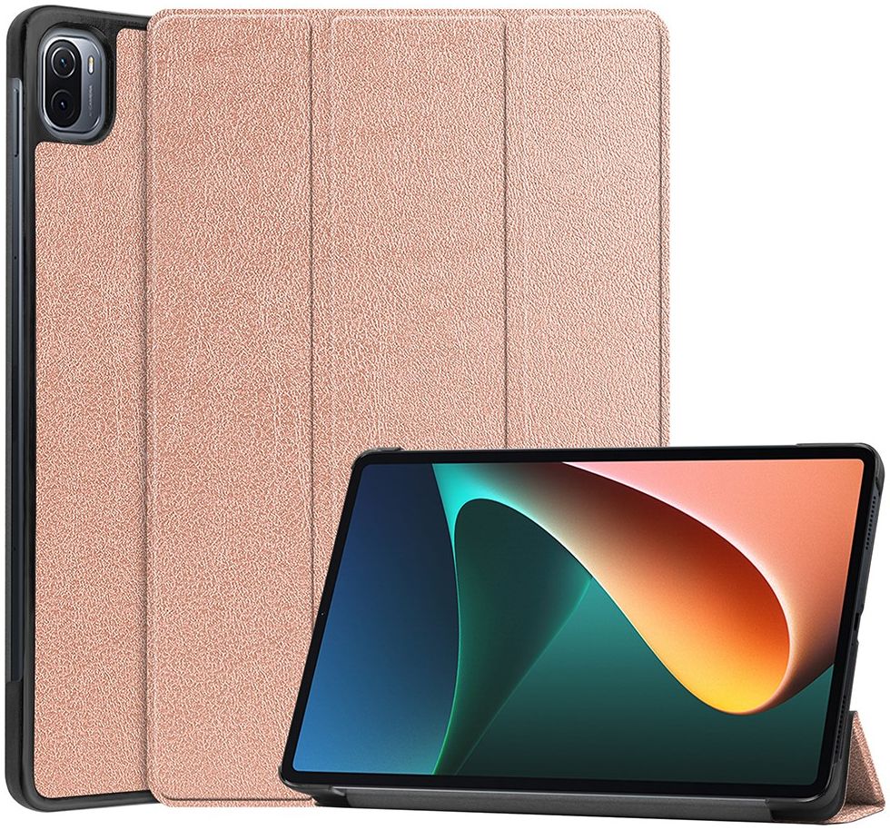 Xiaomi Pad 5 Hoes Tri-Fold Book Case met Sleep/Wake Roze Goud afbeelding 1