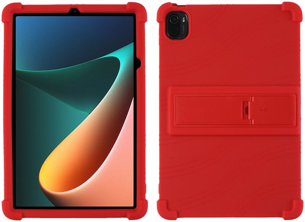 Xiaomi Pad 5 Kinder Tablethoes Siliconen Kickstand Back Cover Rood afbeelding 2