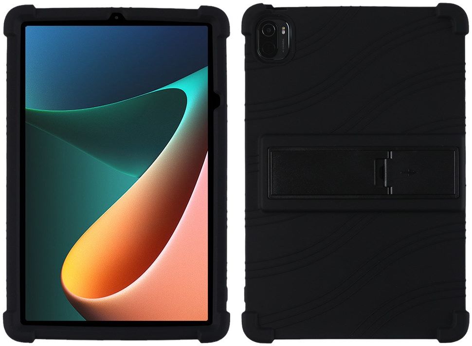 Xiaomi Pad 5 Kinder Tablethoes Siliconen Kickstand Back Cover Zwart afbeelding 2