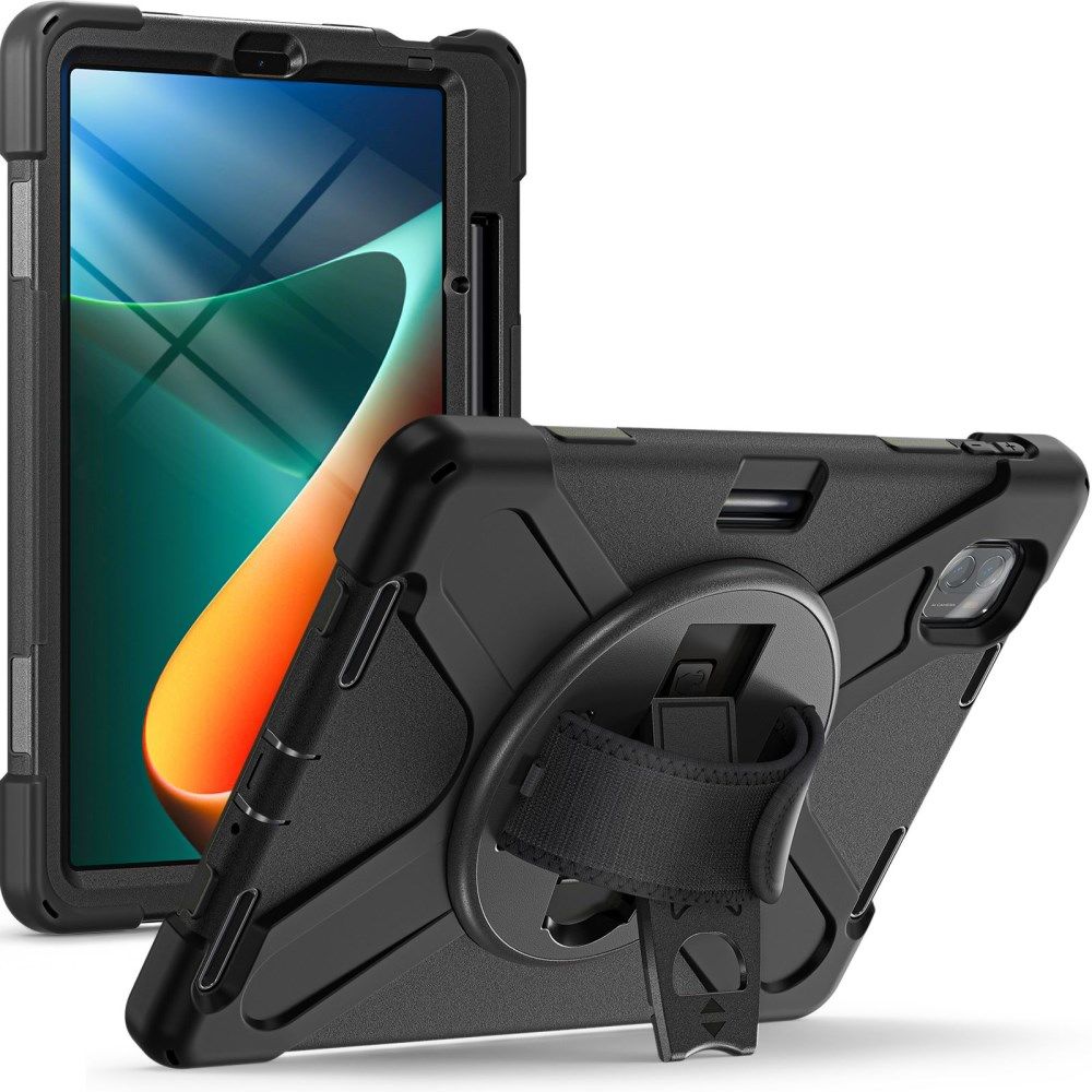 Xiaomi Pad 5 Hoes 360 Graden Kickstand Back Cover met Handstrap Zwart afbeelding 1