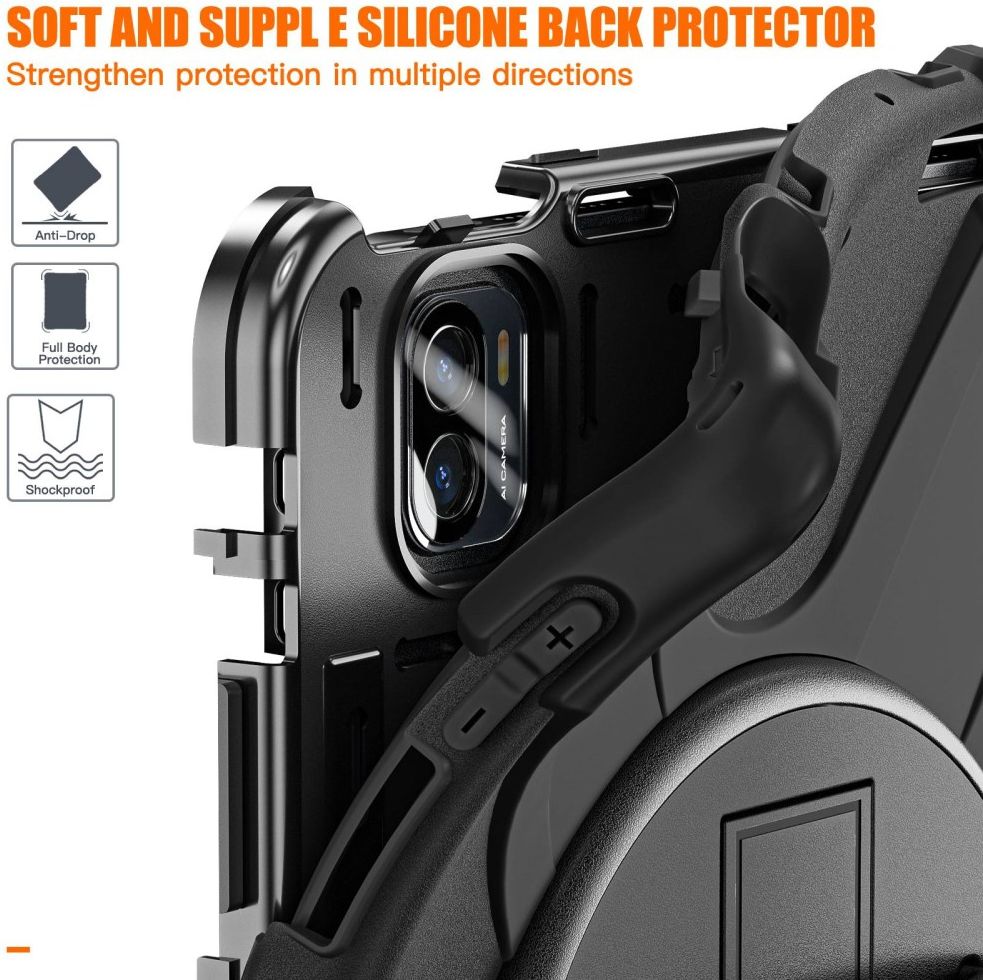 Xiaomi Pad 5 Hoes 360 Graden Kickstand Back Cover met Handstrap Zwart afbeelding 5