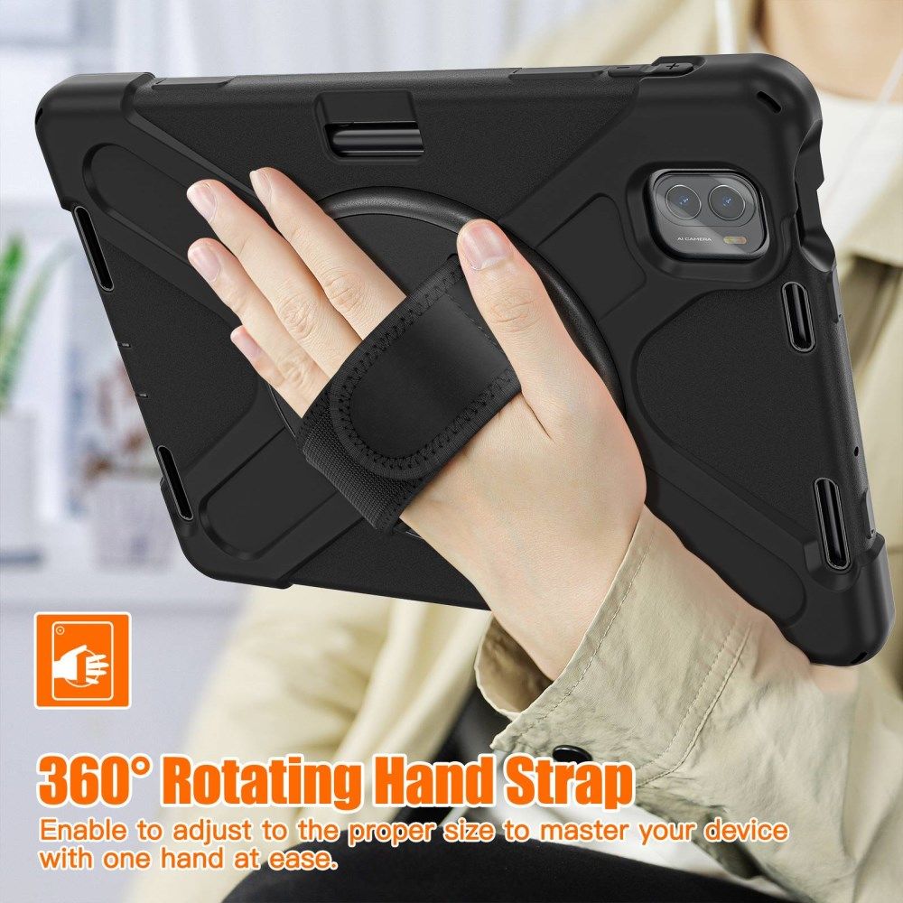 Xiaomi Pad 5 Hoes 360 Graden Kickstand Back Cover met Handstrap Zwart afbeelding 9