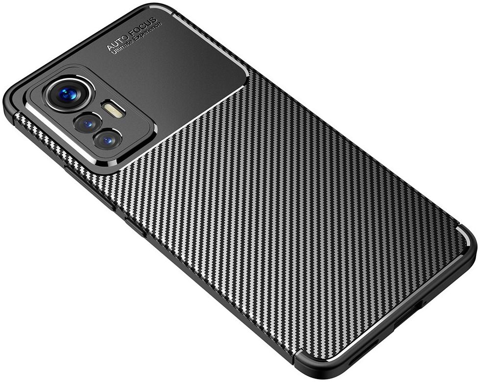 Xiaomi 12 Lite Hoesje Siliconen Carbon TPU Back Cover Zwart afbeelding 4