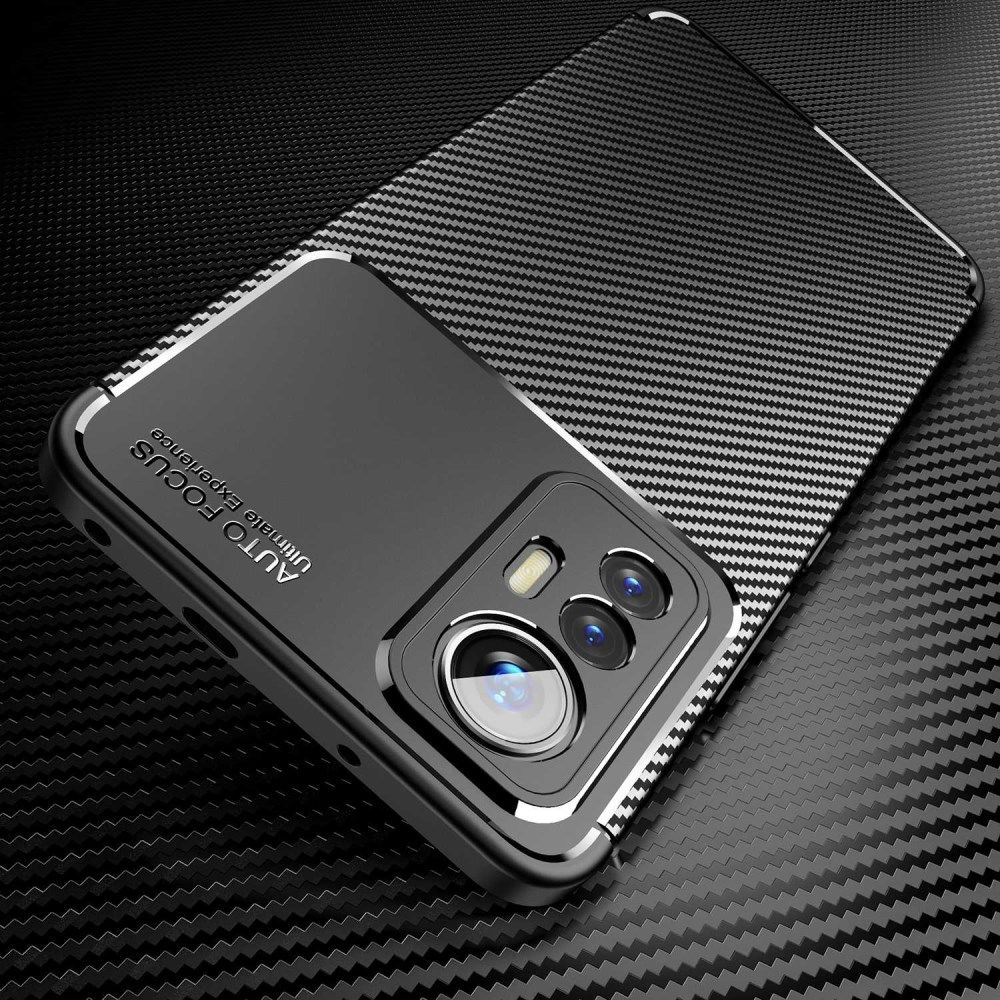 Xiaomi 12 Lite Hoesje Siliconen Carbon TPU Back Cover Zwart afbeelding 6
