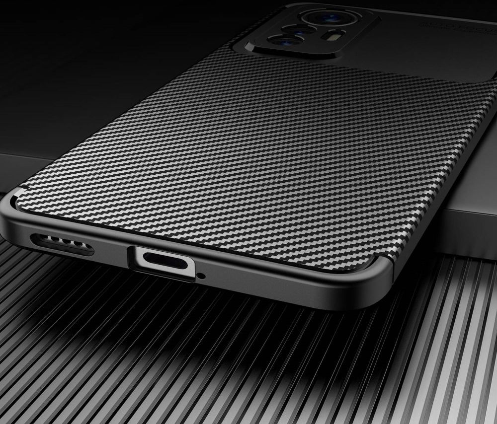 Xiaomi 12 Lite Hoesje Siliconen Carbon TPU Back Cover Zwart afbeelding 8