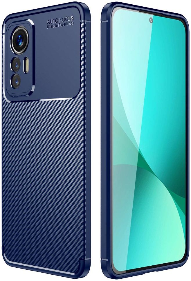 Xiaomi 12 Lite Hoesje Siliconen Carbon TPU Back Cover Blauw afbeelding 1