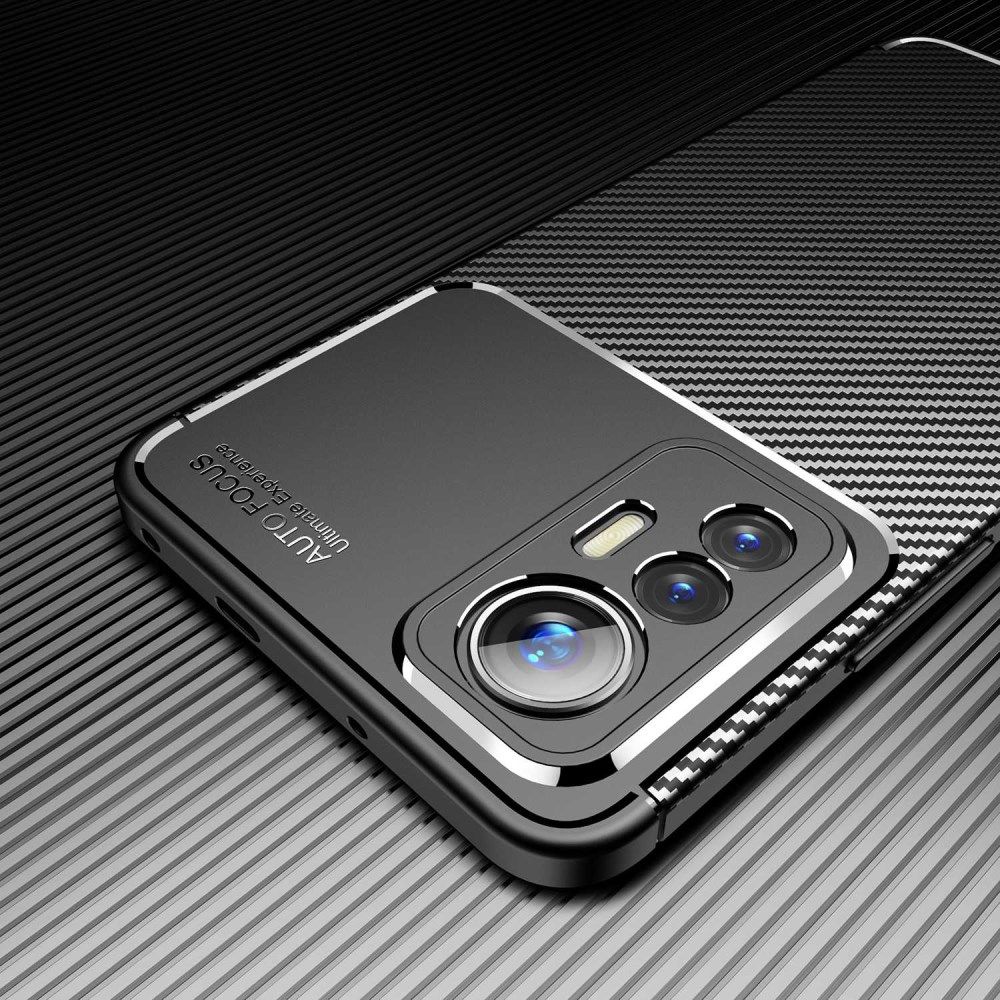 Xiaomi 12 Lite Hoesje Siliconen Carbon TPU Back Cover Blauw afbeelding 2