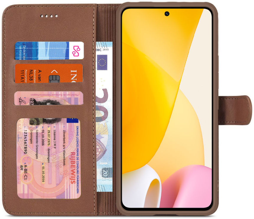 LC.IMEEKE Xiaomi 12 Lite Hoesje Portemonnee Book Case Bruin afbeelding 1