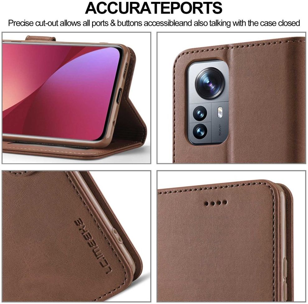 LC.IMEEKE Xiaomi 12 Lite Hoesje Portemonnee Book Case Bruin afbeelding 9