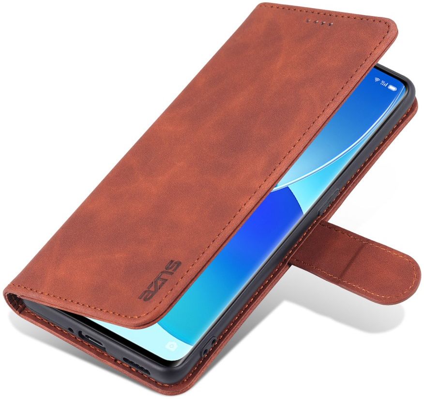 AZNS Oppo Reno 6 5G Hoesje Portemonnee Book Case Kunstleer Bruin afbeelding 1