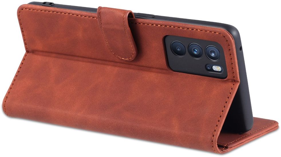 AZNS Oppo Reno 6 5G Hoesje Portemonnee Book Case Kunstleer Bruin afbeelding 10
