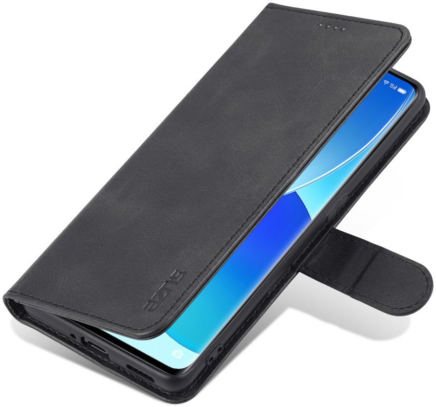 AZNS Oppo Reno 6 5G Hoesje Portemonnee Book Case Kunstleer Zwart afbeelding 1