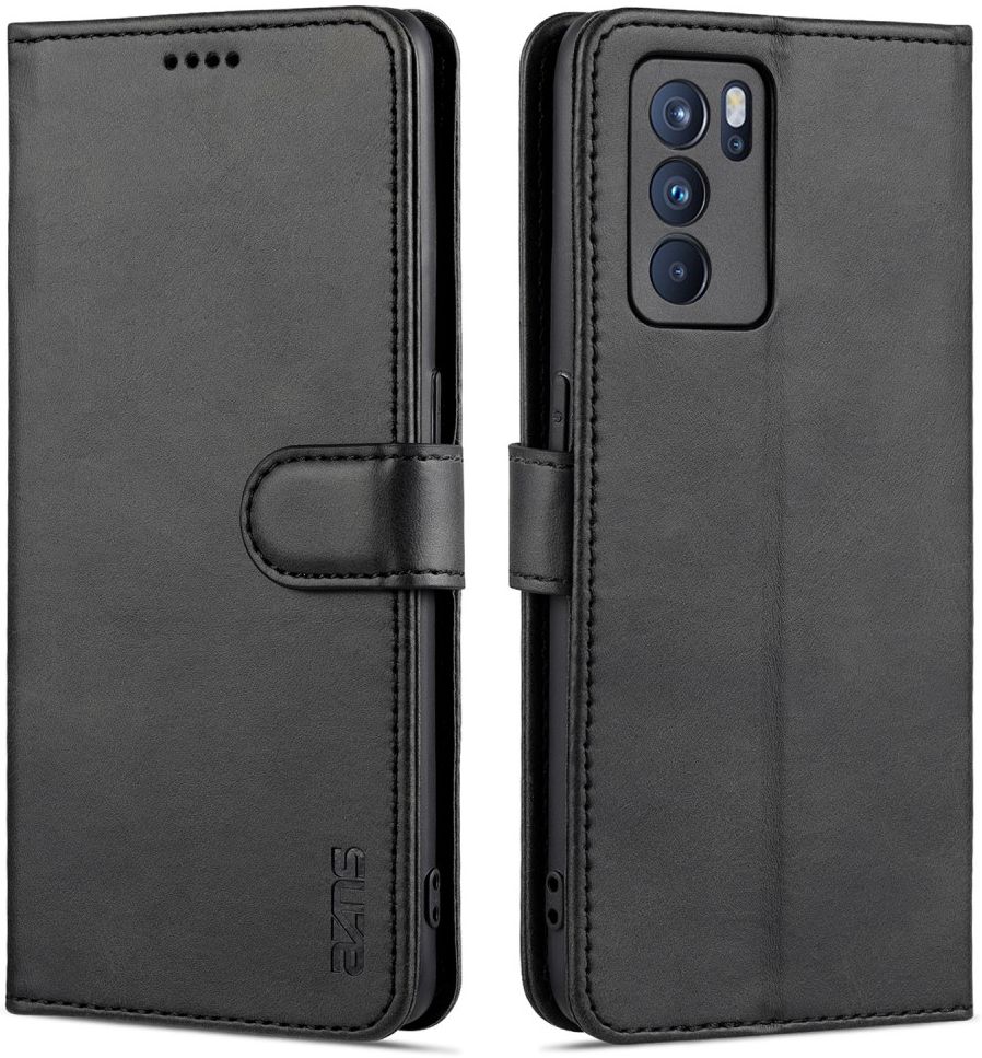 AZNS Oppo Reno 6 5G Hoesje Portemonnee Book Case Kunstleer Zwart afbeelding 2