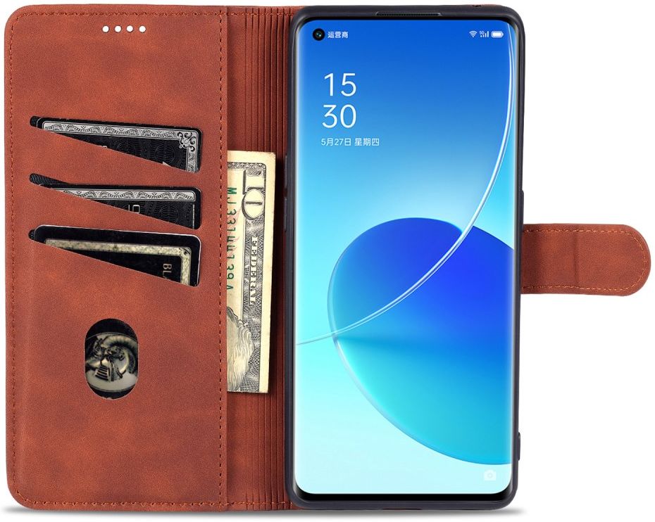 AZNS Oppo Reno 6 5G Hoesje Portemonnee Book Case Kunstleer Zwart afbeelding 7