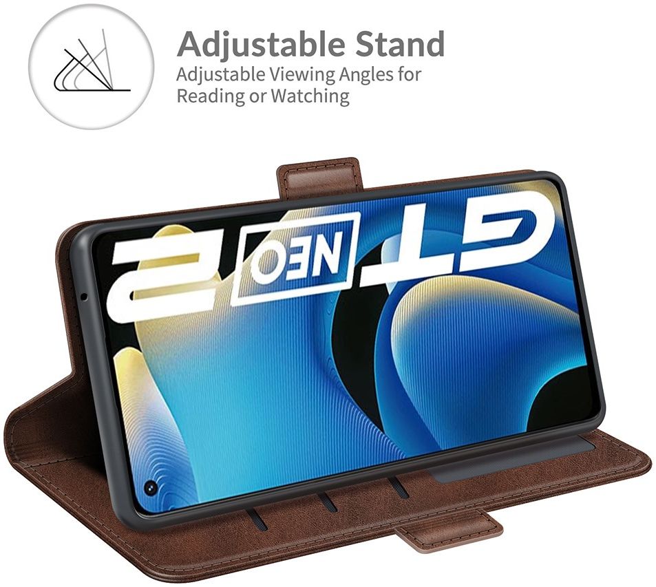 Realme GT 2 Hoesje Portemonnee Book Case Kunstleer Bruin afbeelding 5