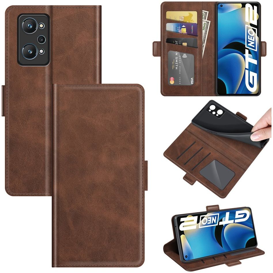 Realme GT 2 Hoesje Portemonnee Book Case Kunstleer Bruin afbeelding 6