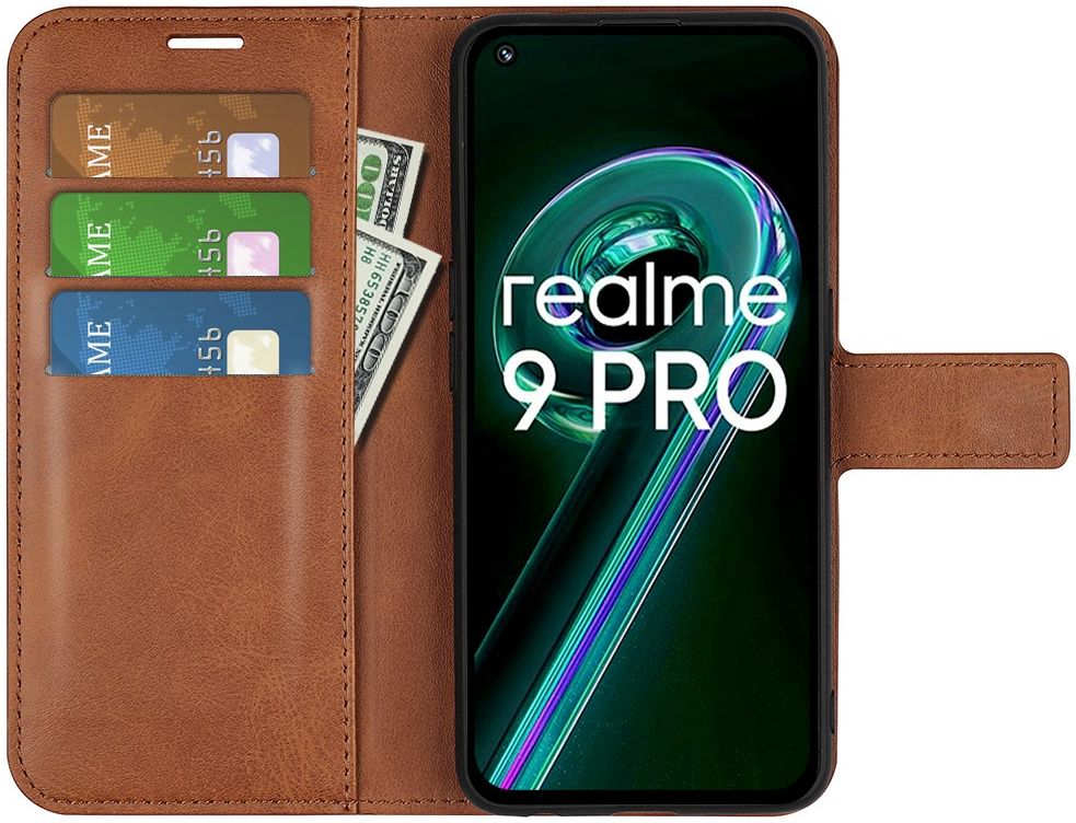 Realme 9 Pro/OnePlus Nord CE 2 Lite Hoesje Wallet Book Case Bruin afbeelding 1
