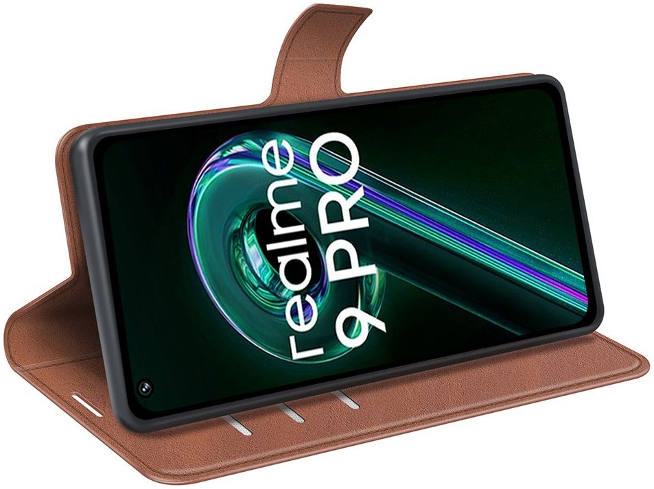 Realme 9 Pro/OnePlus Nord CE 2 Lite Hoesje Wallet Book Case Bruin afbeelding 4