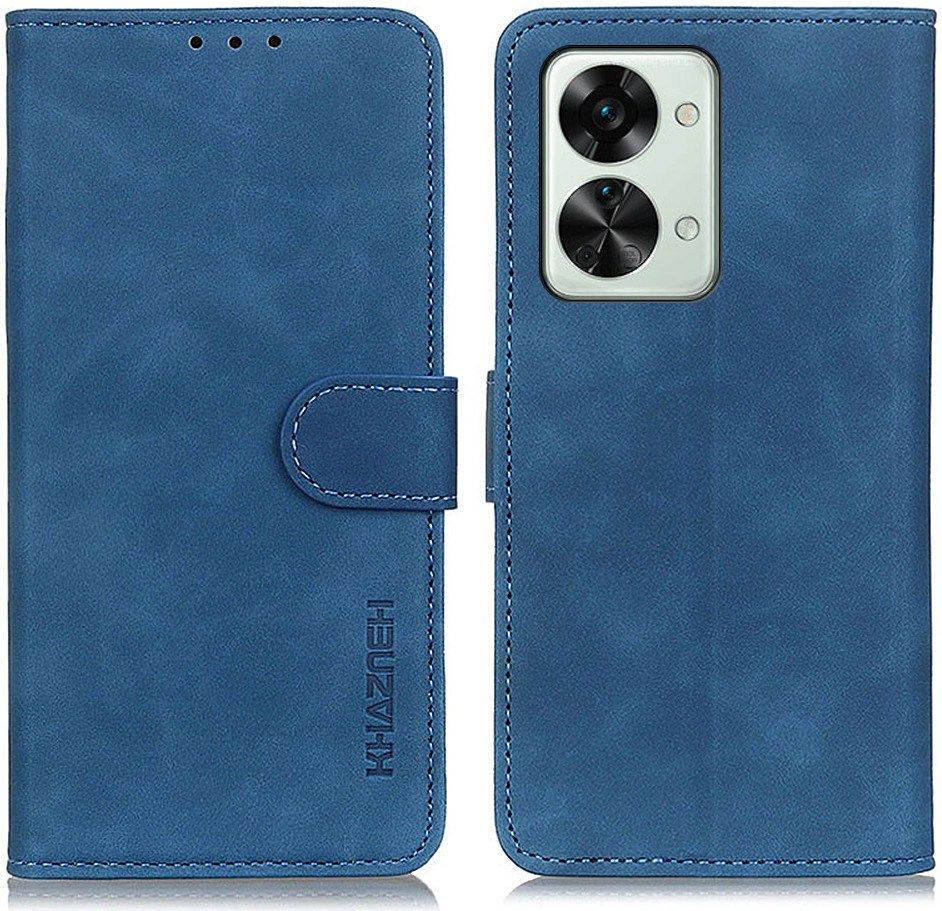 KHAZNEH OnePlus Nord 2T Hoesje Retro Wallet Book Case Kunstleer Blauw afbeelding 2