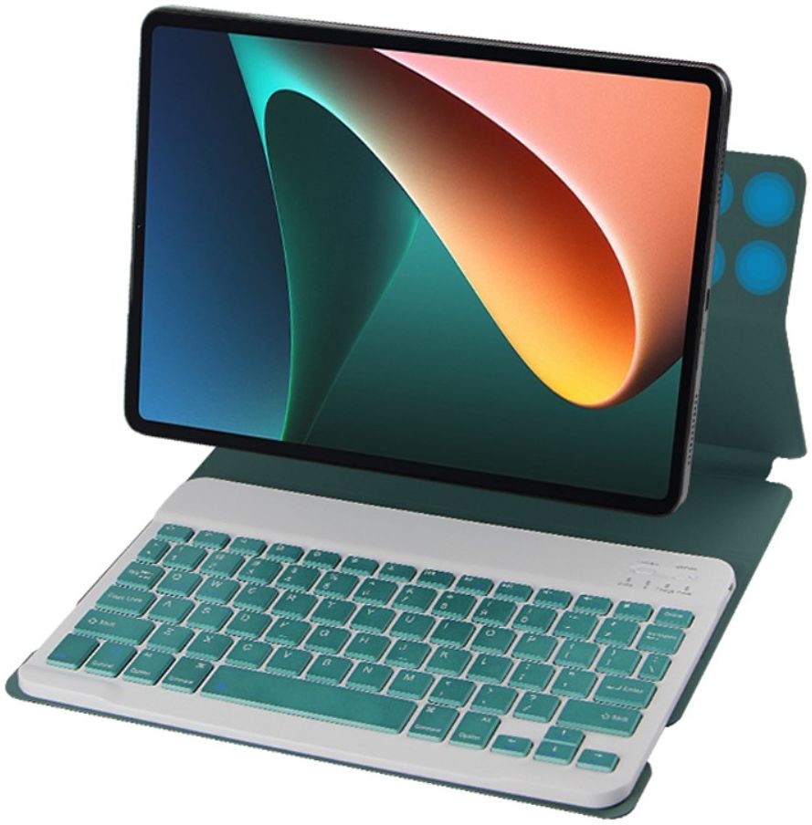 Xiaomi Pad 5 Hoes met Magnetisch Bluetooth Toetsenbord Book Case Groen afbeelding 1