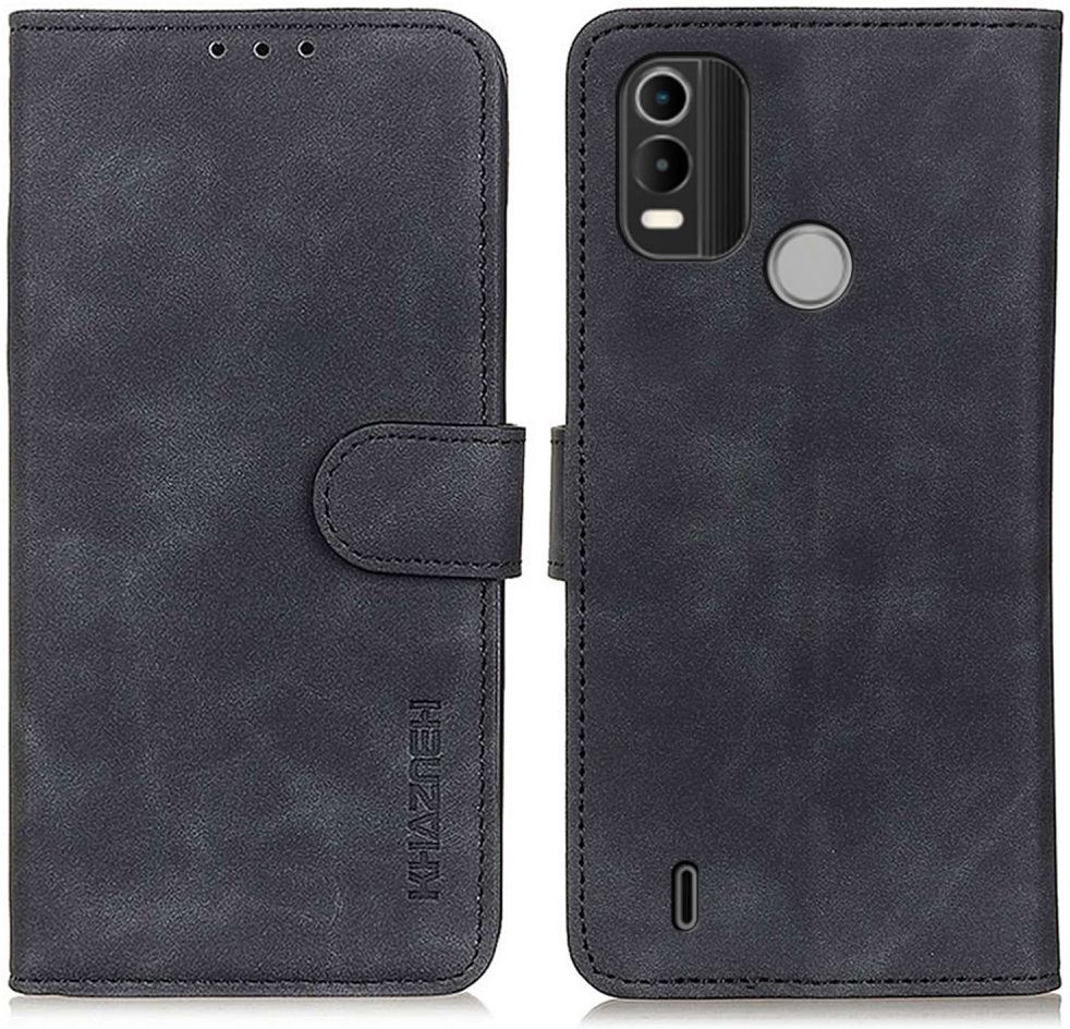 KHAZNEH Nokia C21 Plus Hoesje Retro Wallet Book Case Zwart afbeelding 4