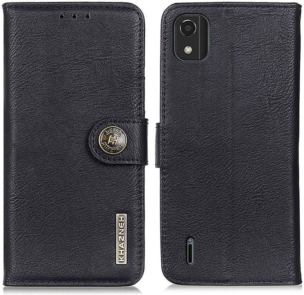 KHAZNEH Nokia C2-2E Hoesje Portemonnee Book Case Kunstleer Zwart afbeelding 2