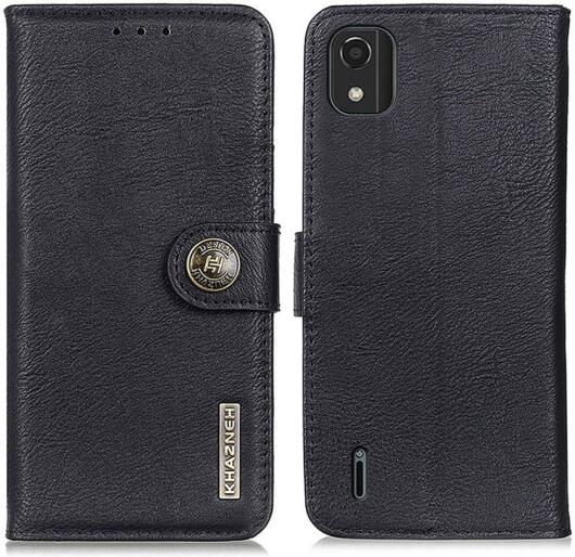 KHAZNEH Nokia C2-2E Hoesje Portemonnee Book Case Kunstleer Zwart afbeelding 2