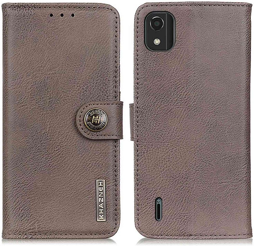 KHAZNEH Nokia C2-2E Hoesje Portemonnee Book Case Kunstleer Khaki afbeelding 2
