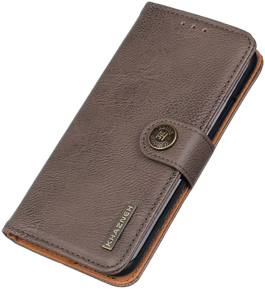 KHAZNEH Nokia C2-2E Hoesje Portemonnee Book Case Kunstleer Khaki afbeelding 7