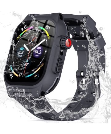 Apple Watch 7/8/9 41MM Hoesje - Full Protect Case + Siliconen Bandje - Zwart Cases