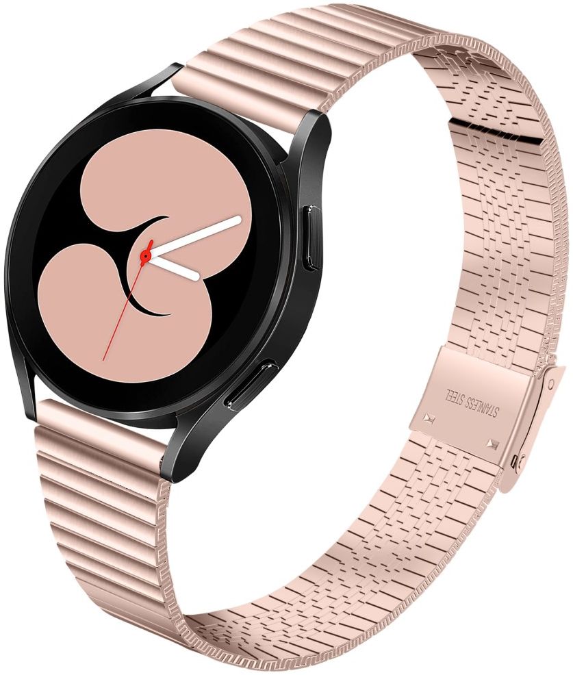 Universeel Smartwatch 22MM Bandje - Metaal - met Dubbele Gesp - Roze Goud afbeelding 1
