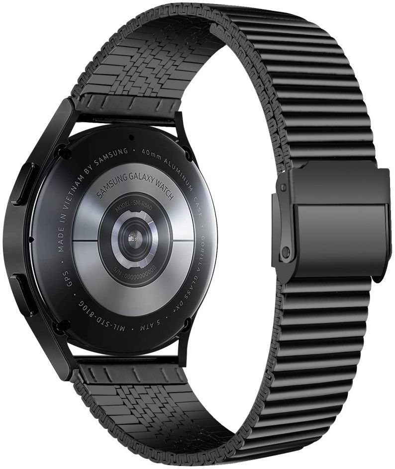 Universeel Smartwatch 20MM Bandje - Metaal - met Dubbele Gesp - Zwart afbeelding 2