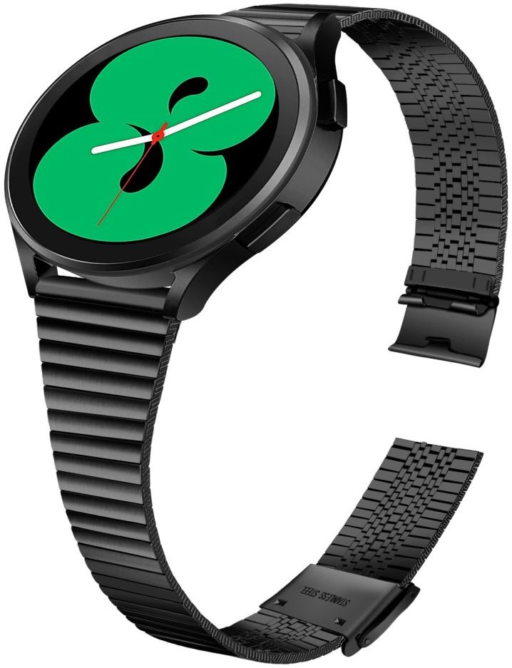 Universeel Smartwatch 20MM Bandje - Metaal - met Dubbele Gesp - Zwart afbeelding 3