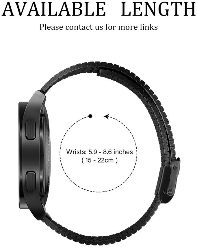 Universeel Smartwatch 20MM Bandje - Metaal - met Dubbele Gesp - Zwart afbeelding 5