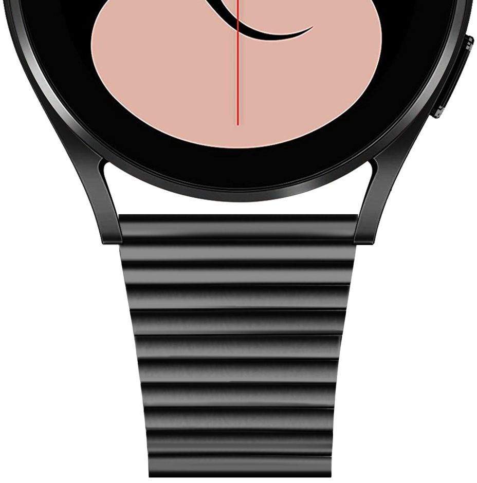 Universeel Smartwatch 20MM Bandje - Metaal - met Dubbele Gesp - Zwart afbeelding 6