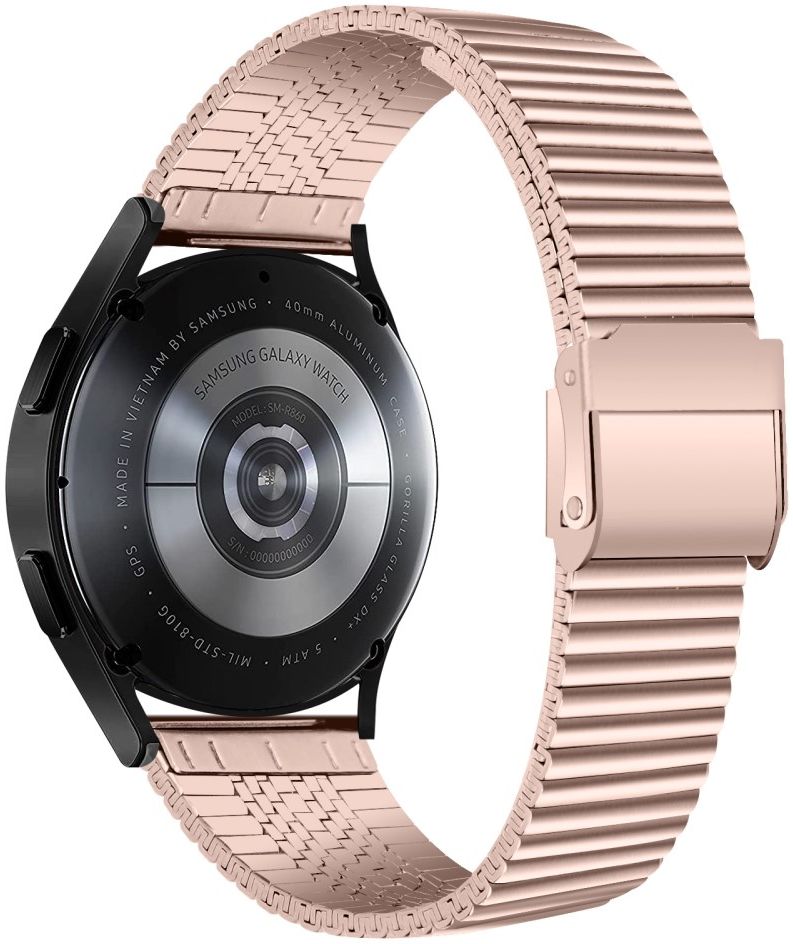 Universeel Smartwatch 20MM Bandje - Metaal - met Dubbele Gesp - Roze afbeelding 2