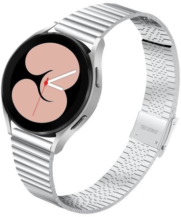 Universeel Smartwatch 20MM Bandje Metaal met Dubbele Gesp Zilver Bandjes