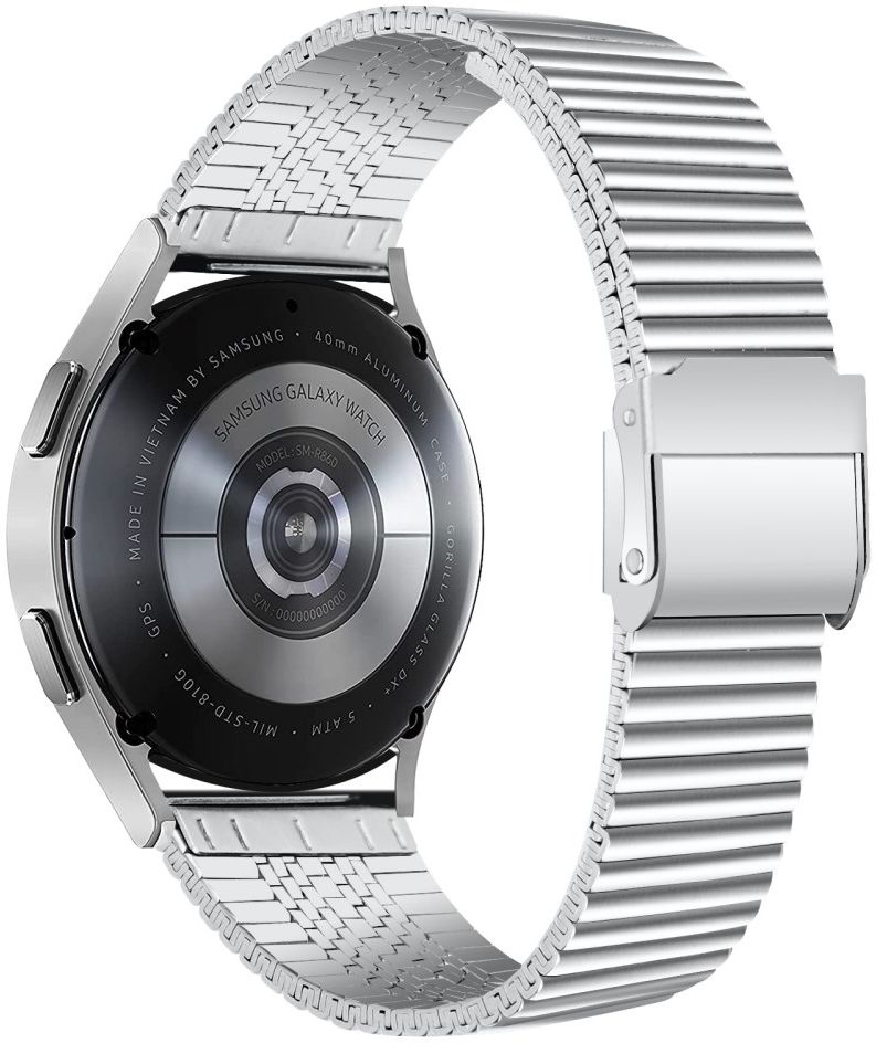 Universeel Smartwatch 20MM Bandje - Metaal - met Dubbele Gesp - Zilver afbeelding 2