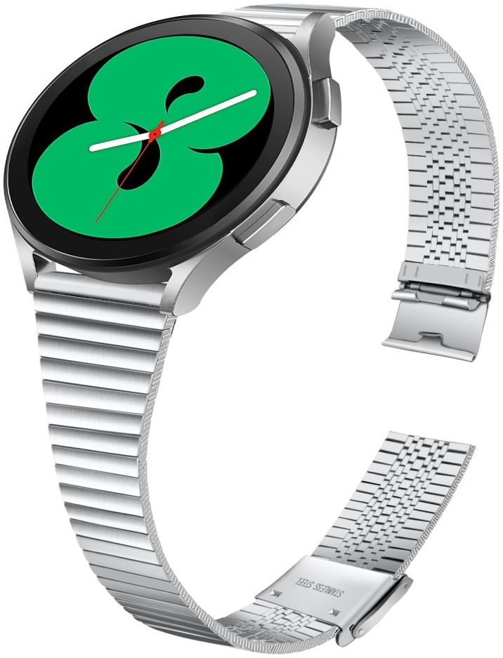 Universeel Smartwatch 20MM Bandje - Metaal - met Dubbele Gesp - Zilver afbeelding 3