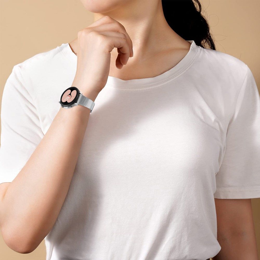 Universeel Smartwatch 20MM Bandje - Metaal - met Dubbele Gesp - Zilver afbeelding 7