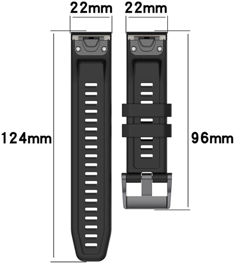 Universeel Garmin QuickFit 22MM Bandje Siliconen Gespsluiting Zwart afbeelding 6