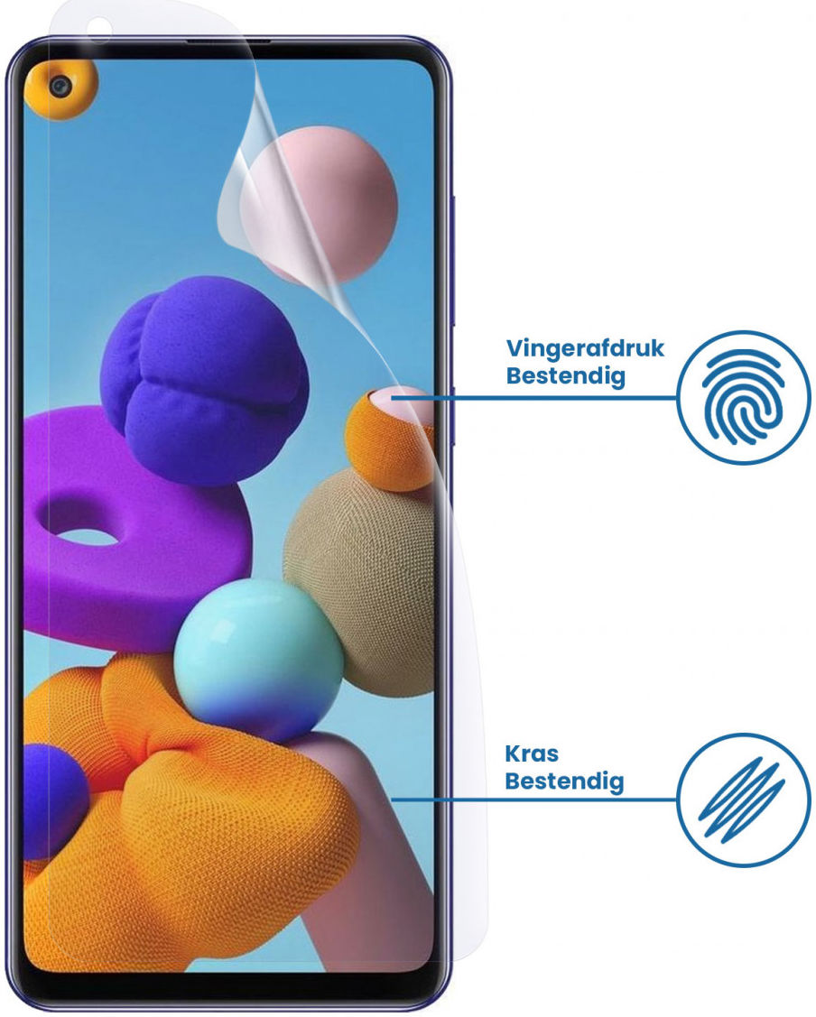Samsung Galaxy A21s Display Folie Case Friendly Screenprotector afbeelding 2
