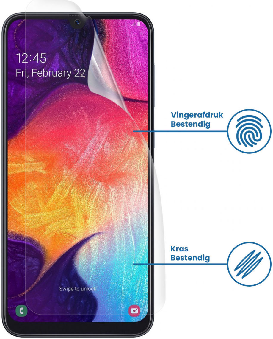 Samsung Galaxy A50 Display Folie Case Friendly Screenprotector afbeelding 2