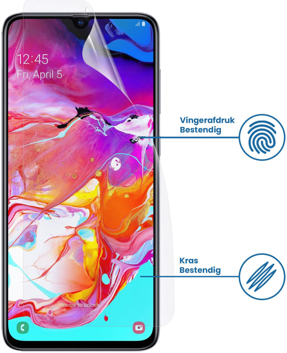 Samsung Galaxy A70 Display Folie Case Friendly Screenprotector afbeelding 2