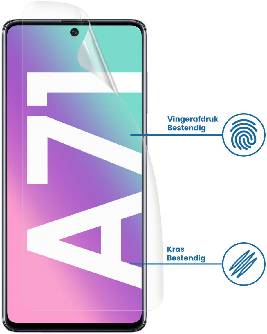 Samsung Galaxy A71 Display Folie Case Friendly Screenprotector afbeelding 2